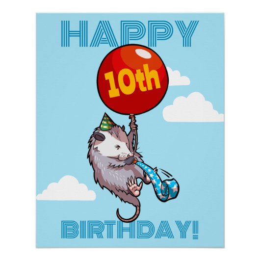 Poster Joyeux anniversaire ! Ajouter L'Âge Opossum & Ball (Devant)