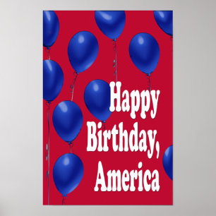 Poster Joyeux anniversaire, Amérique Imprimer