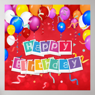 Poster Joyeux Anniversaire, Amusant et Festif,