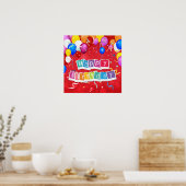 Poster Joyeux Anniversaire, Amusant et Festif, (Cuisine)