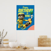 Poster Joyeux anniversaire Astronaut et Alien Fun (Cuisine)