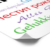 Poster Joyeux Anniversaire Beaucoup de langues Typographi (Coin)