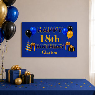 Poster Joyeux Anniversaire Bleu Tout Âge