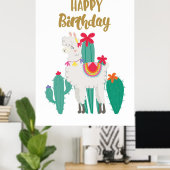 Poster Joyeux Anniversaire Cactus (Bureau à domicile)