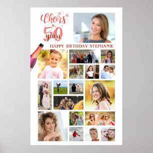 Poster Joyeux anniversaire CHEERS TO YEARS Rose Gold 18 P