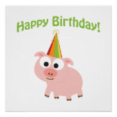 Poster Joyeux anniversaire ! Cochon mignon (Devant)