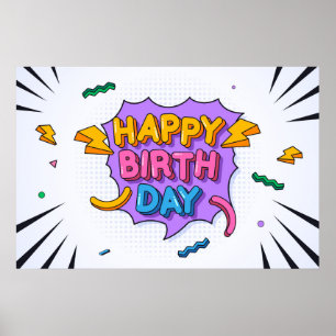 Poster Joyeux anniversaire coloré