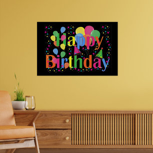 Poster Joyeux anniversaire, coloré et festif,