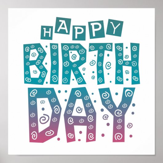 Poster joyeux anniversaire coloré pour tous (Devant)