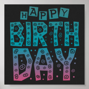 Poster joyeux anniversaire coloré pour tous
