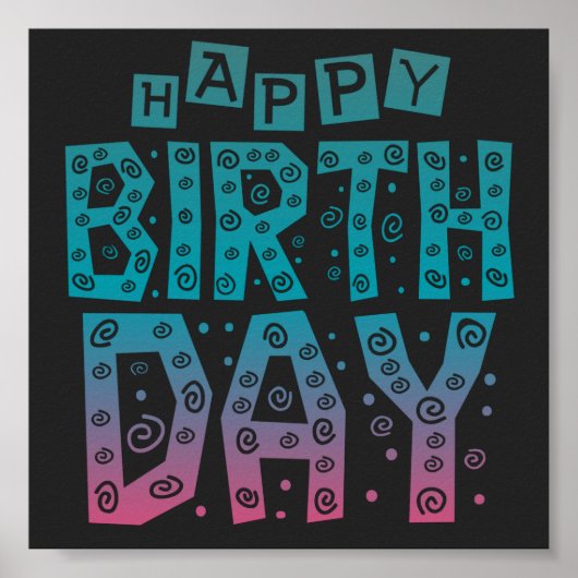 Poster joyeux anniversaire coloré pour tous (Devant)