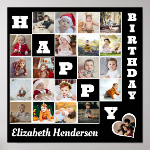Poster Joyeux anniversaire Custom 21 Photo Collage Cadeau