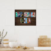 Poster Joyeux anniversaire Custom License Plate Signal LA (Cuisine)