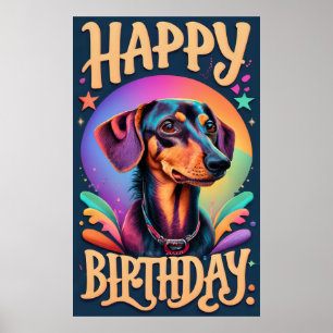 Poster Joyeux anniversaire Dachshund