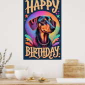 Poster Joyeux anniversaire Dachshund (Cuisine)