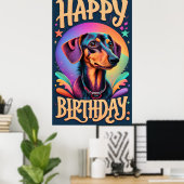 Poster Joyeux anniversaire Dachshund (Bureau à domicile)