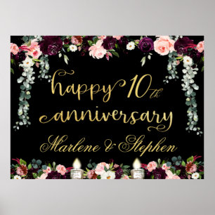 Poster Joyeux anniversaire de chaque année Floral Garland