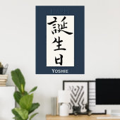 Poster Joyeux anniversaire en Kanji japonais (Bureau à domicile)