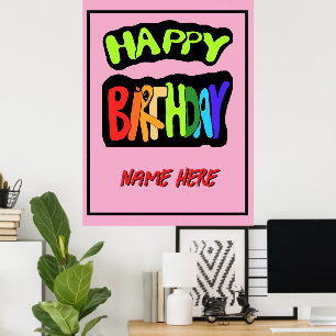 Poster Joyeux anniversaire et nom personnalisé