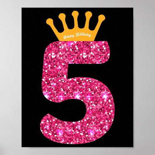 Poster Joyeux anniversaire, Filles 5e fête 5 ans Annivers (Devant)