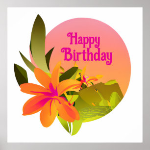 Poster Joyeux anniversaire Floral Wreath