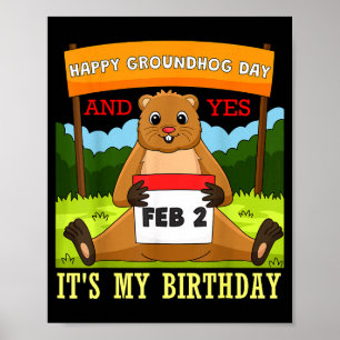 Poster Joyeux anniversaire Groundhog Day le 2 février Fam