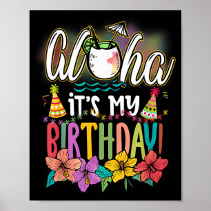 Poster Joyeux anniversaire hawaïen Aloha plages Hawaï
