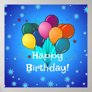 Poster Joyeux anniversaire...l'heure de la fête ! Arrondi