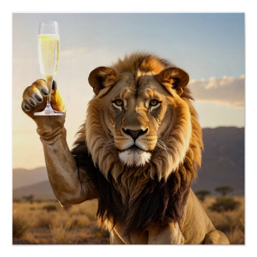 Poster Joyeux Anniversaire Lion - Félicitations - (Devant)