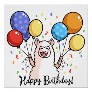 Poster Joyeux Anniversaire Llama