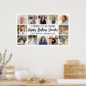 Poster Joyeux Anniversaire moderne Script Photo Collage P (Cuisine)