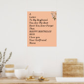 Poster Joyeux anniversaire petit ami (Cuisine)