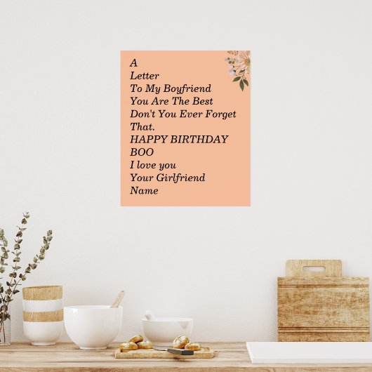 Poster Joyeux anniversaire petit ami (Cuisine)