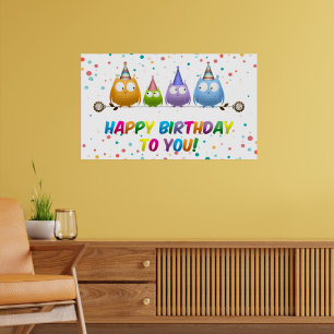 Poster Joyeux Anniversaire pour vous, Chouettes de Hoot,