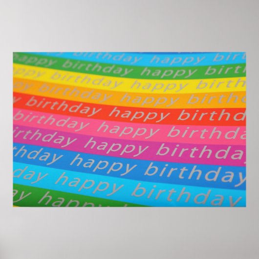 Poster Joyeux anniversaire rayures colorées (Devant)