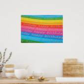 Poster Joyeux anniversaire rayures colorées (Cuisine)