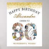 Poster Joyeux Anniversaire Salue À 80 Ans Photo Collage (Devant)