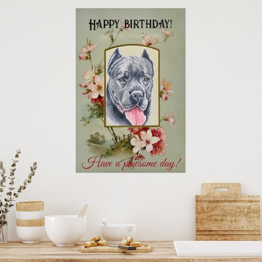 Poster Joyeux anniversaire Salutations Cane corso (Cuisine)