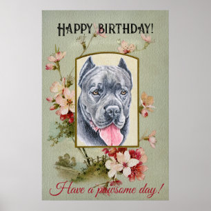 Poster Joyeux anniversaire Salutations Cane corso