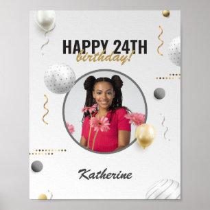 Poster Joyeux Anniversaire simple personnalisé cadeau pho