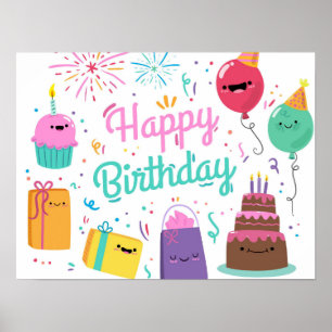 Poster Joyeux anniversaire souriant