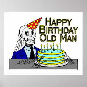 Poster Joyeux Anniversaire Spider Web Vieux Homme