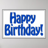 Poster Joyeux Anniversaire Texte HOBO - Bleu (Devant)