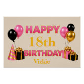 Poster Joyeux Anniversaire Tout Âge Beige (Devant)
