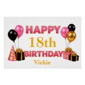 Poster Joyeux Anniversaire Tout Âge Blanc (Devant)