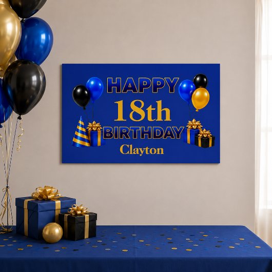 Poster Joyeux Anniversaire Tout Âge Bleu