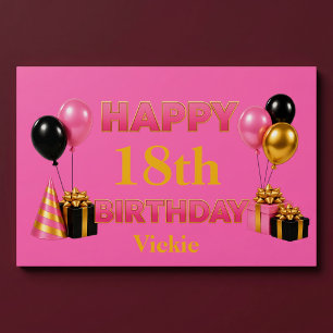 Poster Joyeux Anniversaire Tout Âge Rose