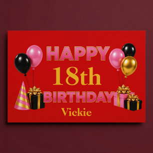 Poster Joyeux Anniversaire Tout Âge Rouge