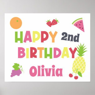 Poster Joyeux Anniversaire Tutti Frutti Coloré Tous Âges