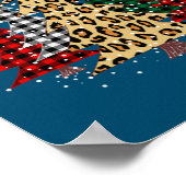 Poster Joyeux arbres de Noël avec Buffalo Plaid & Leopard (Coin)